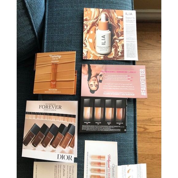 DIOR HUDA Charlotte Tilbury ILIA Danessa Myricks Foundation Sample Card Bundle - Picture 6 of 9